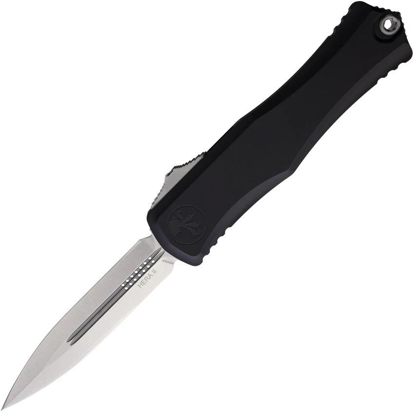 Microtech Auto Hera II OTF Knife For EDC Enthusiasts Automatic Opening 5.5 Inch Closed 4 Inch Stonewash Blade