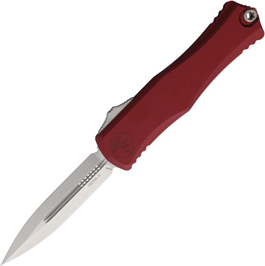 Microtech Auto Hera II OTF Knife Merlot Aluminum Handle With Automatic Opening And Glass Breaker For EDC Enthusiasts