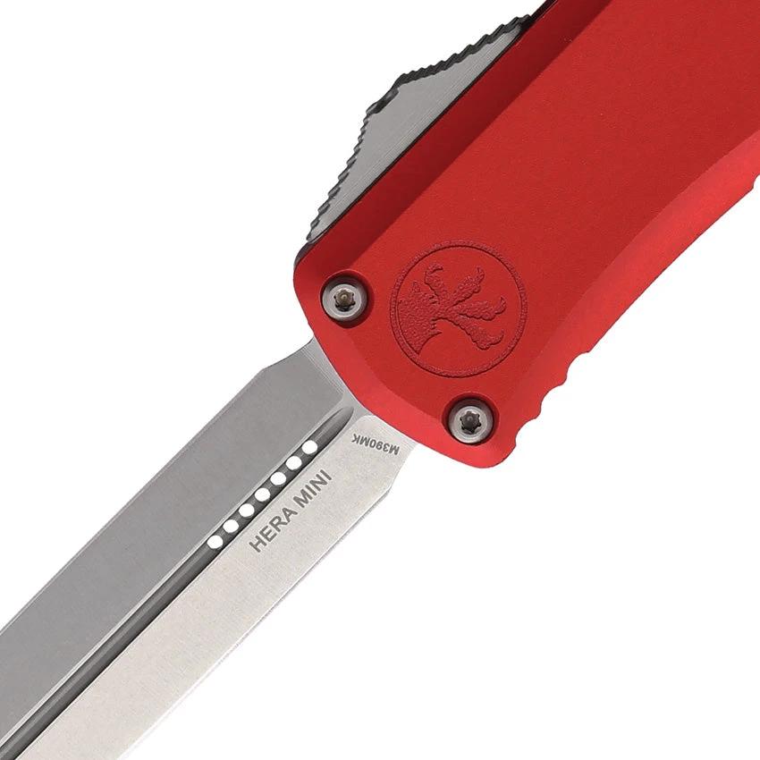 Microtech Hera II OTF Auto Knife Red Aluminum Handle EDC Tactical 3 Inch Blade Glass Breaker by Microtech