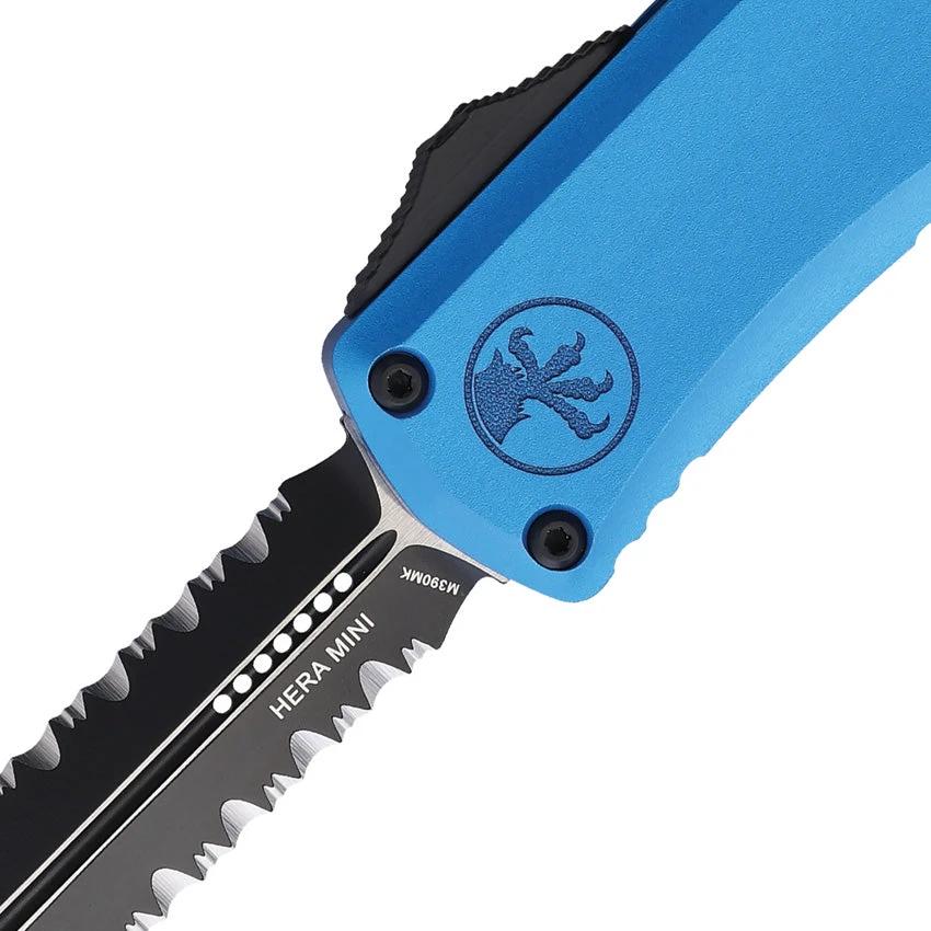 Microtech Hera II OTF Automatic Mini Bayonet Knife with Blue Aluminum Handle Glass Breaker For Collectors by Microtech