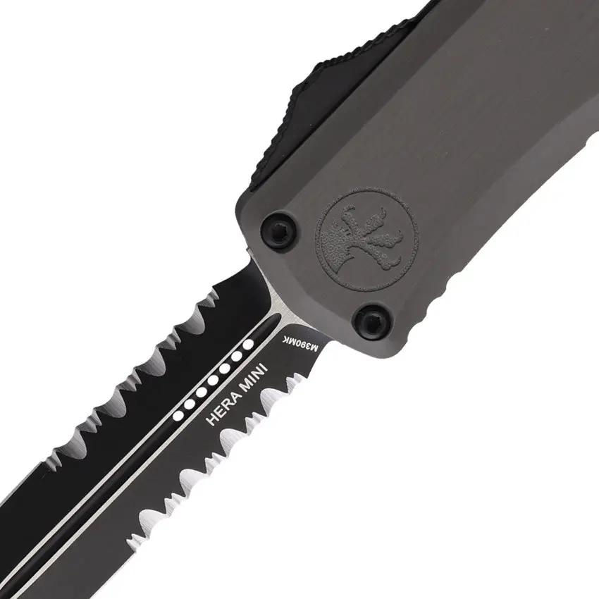 Microtech Hera II Auto OTF Knife Mini Double Edge 3 Inch Blade Gray Aluminum Handle Glass Breaker Collector Favorite by Microtech