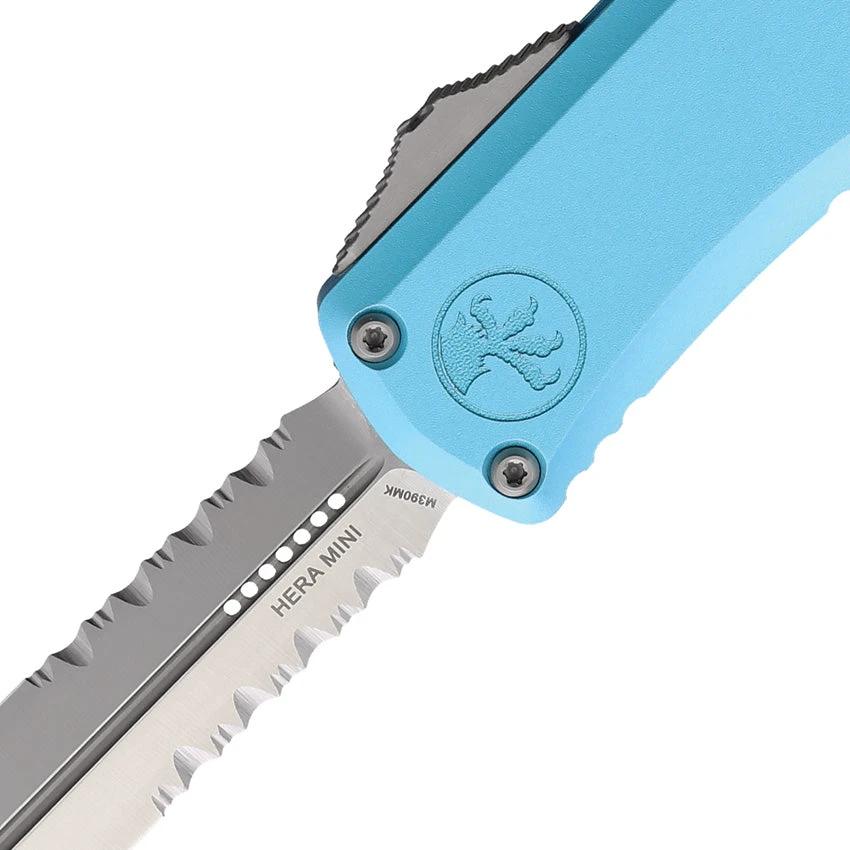 Microtech Hera II OTF Auto Knife Turquoise Aluminum Handle Premium Dagger Blade 3in Satin Serrated EDC by Microtech