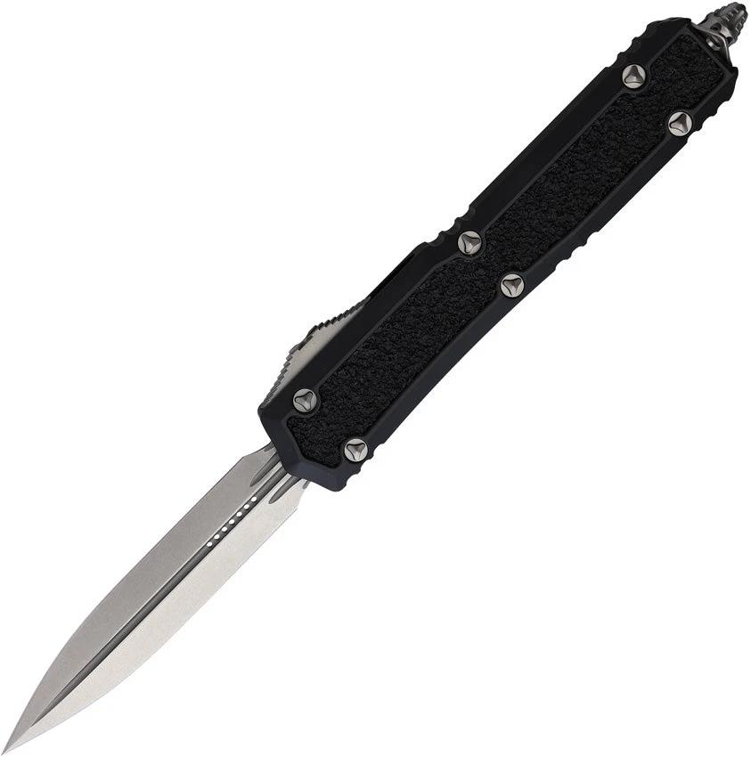 Microtech Auto Makora Double Edge OTF Knife Black Aluminum Handle Glass Breaker Nickel Boron Internals For Tactical Pros by Microtech