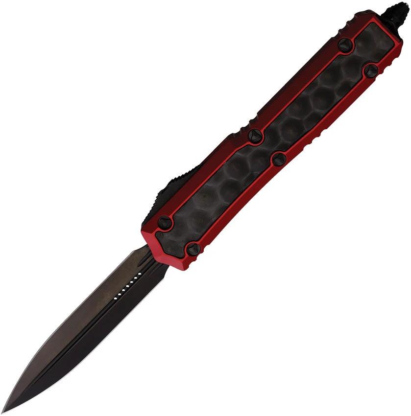 Microtech Auto Makora Double Edge OTF Knife Red DLC Handle Glass Breaker EDC Collectors by Microtech