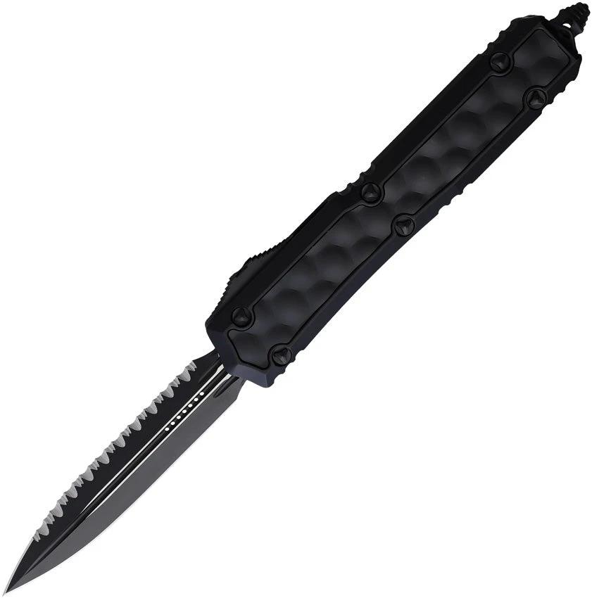 Microtech Auto Makora DE OTF Knife Black Cerakote Serrated Blade Glass Breaker for Tactical Enthusiasts by Microtech