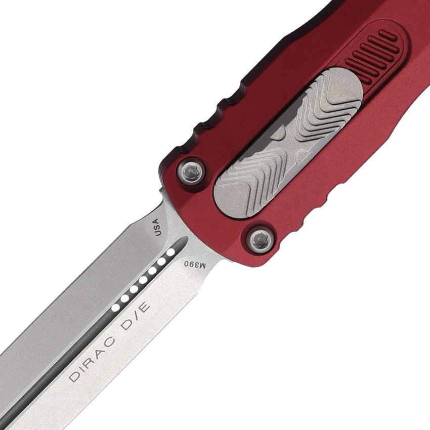 Microtech Dirac DE OTF Knife Auto With M390 Double Edged Dagger Blade Merlot Aluminum Handle Glass Breaker EDC by Microtech