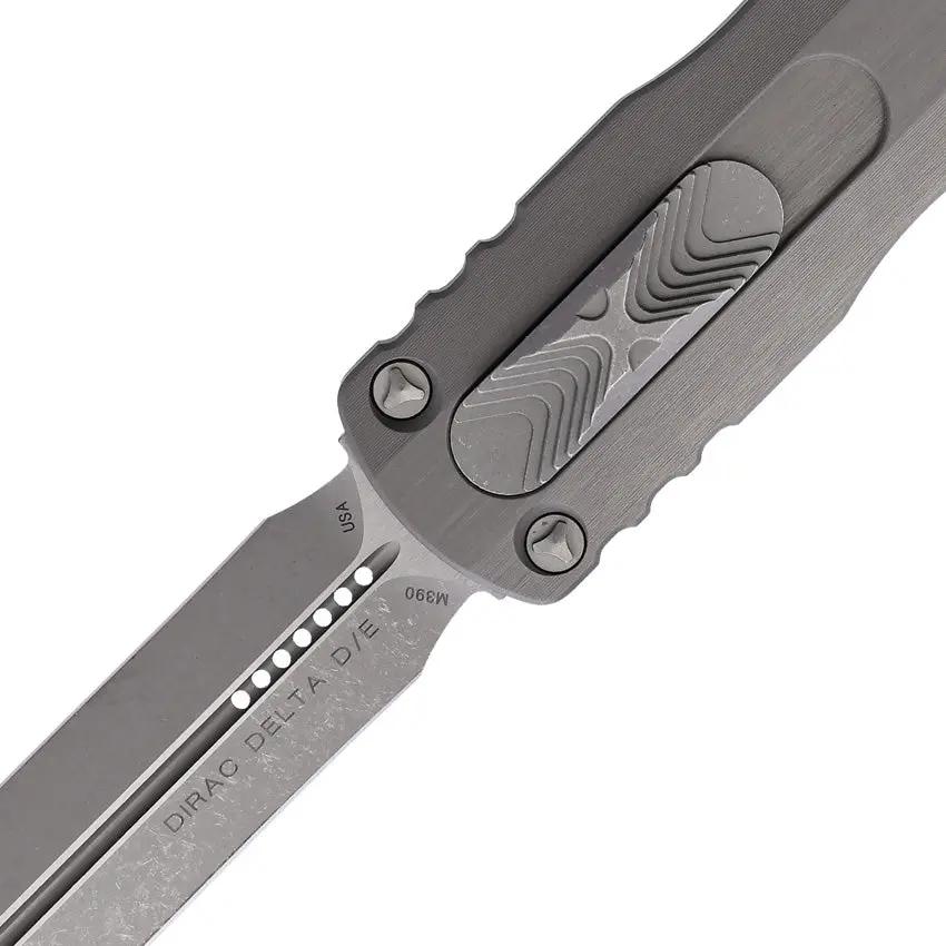 Microtech Auto Dirac Delta D E OTF Knife Auto Opening M390 Dagger Blade Gray Aluminum Handle EDC Ready Premium by Microtech