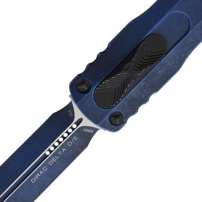 Microtech Auto Dirac Delta D E OTF Knife Premium Auto Opening, M390 Blade, Weathered Blue Aluminum, EDC Tactical by Microtech