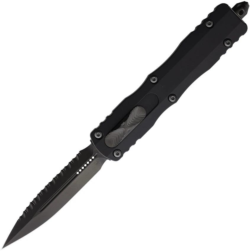 Microtech Auto Dirac Delta D E OTF Knife With Automatic Opening DLC Coated M390 Serrated Blade For Tactical Enthusiasts by Microtech