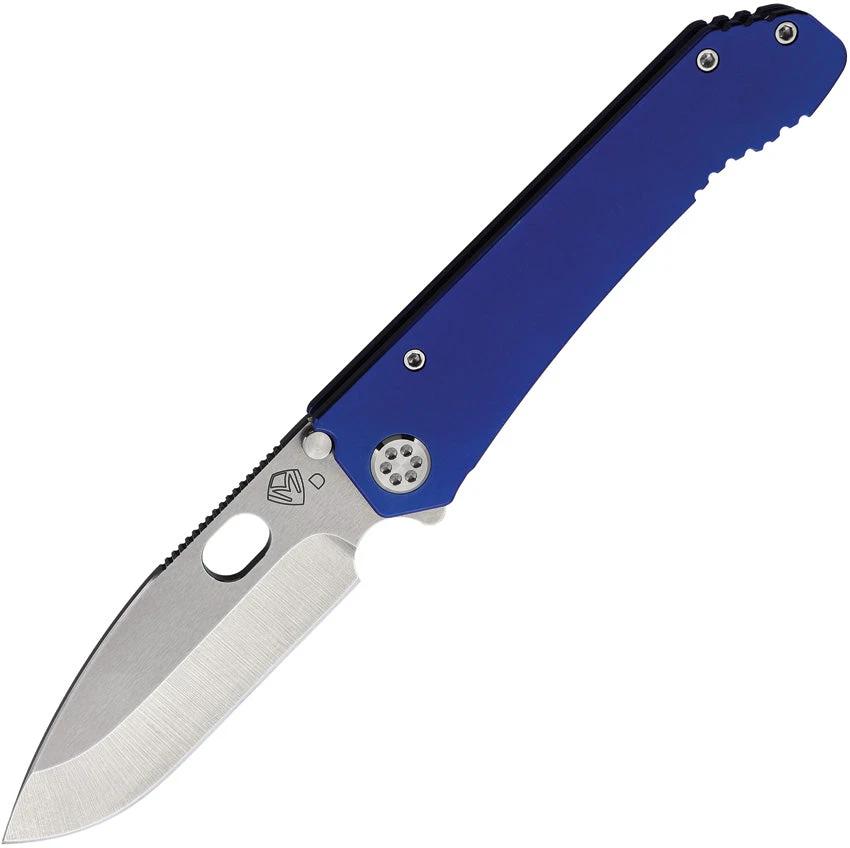 Medford 187 DP Framelock - D2 Tool Steel Drop Point Blade, Blue Anodized Titanium Handle, Water Tight Case