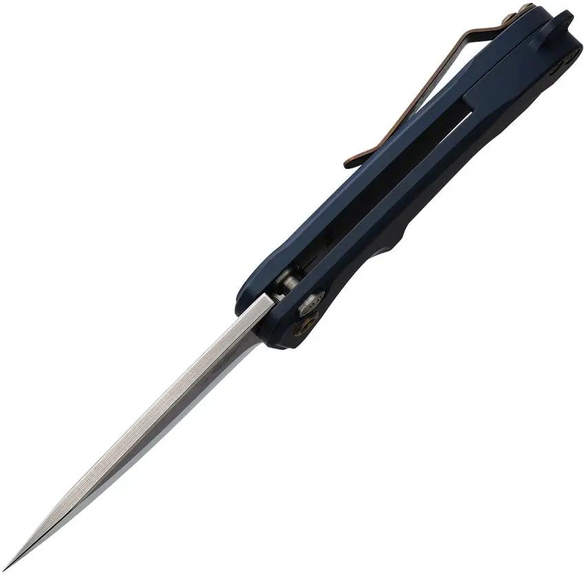 Medford Smooth Criminal Button Lock Knife - S45VN Blade Blue Aluminum Handle Lanyard Hole Clip Watertight Case by Medford