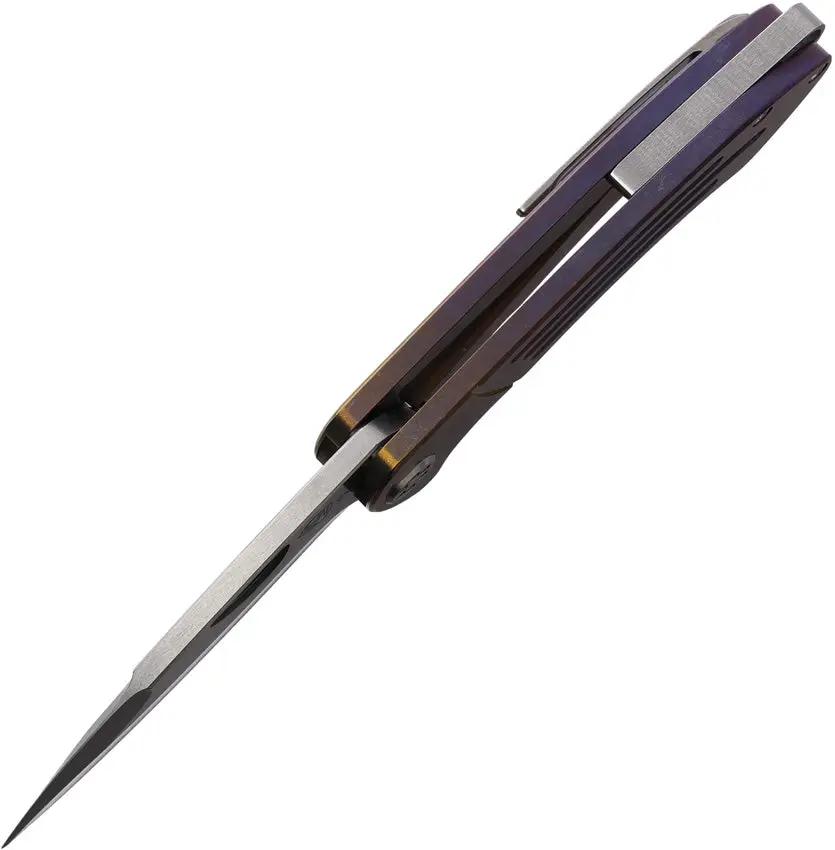 Medford Theseus Framelock Knife - Bronze Violet Fade Titanium Handle Extended Tang Lanyard Clip Water Tight Case by Medford