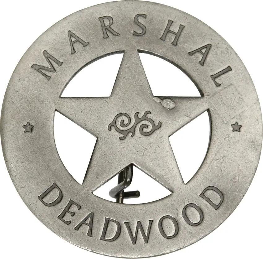 Authentic Old West Marshal Deadwood Badge Replica In Silver Plate Brass Boxed Museum Quality Collectors Edition MI3007 by Badges Of The Old West