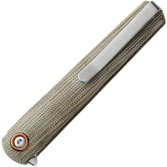 MKM Maniago Flame Light Linerlock Knife With Stonewash M390 Blade Green Micarta Handle For EDC by MKM-Maniago Knife Makers