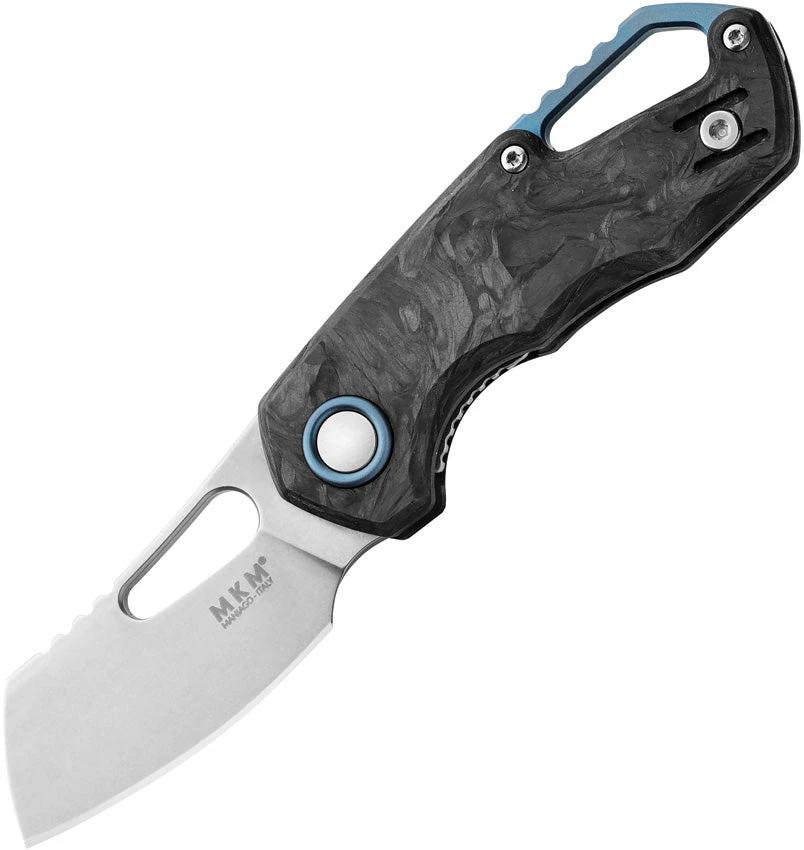 MKM Isonzo Linerlock Cleaver EDC Knife With Bohler M390 Blade Marbled Carbon Fiber Handle Extended Tang Pocket Clip by MKM-Maniago Knife Makers