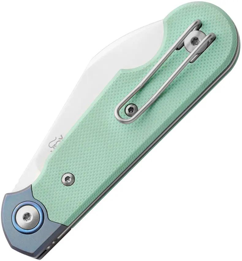 MKM Maniago Jaques Folder - MagnaCut Wharncliffe EDC Knife With Tiffany Blue G10 Handle And Titanium Bolsters by MKM-Maniago Knife Makers