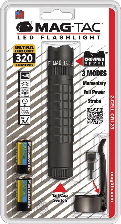 Mag Lite Mag Tac LED Tactical Flashlight Black 320 Lumen Output 193m Reach For Professionals by Mag-Lite