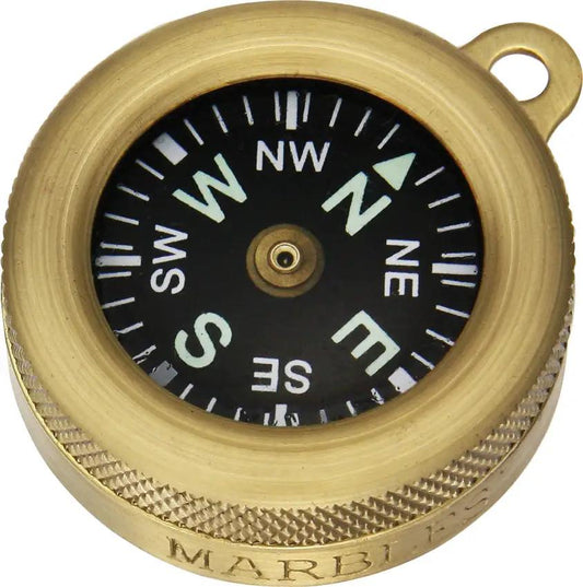 Marbles Pocket Compass MR1147 - Brass Body With Luminous Dial, Revolving Black Face, Lanyard Attachment by Marbles