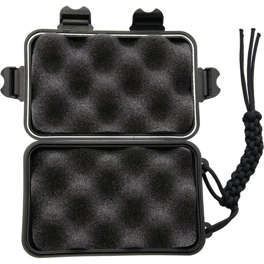 Marbles Plastic Survival Box Black - Airtight O Ring Seal With Foam Insert And Paracord Lanyard by Marbles
