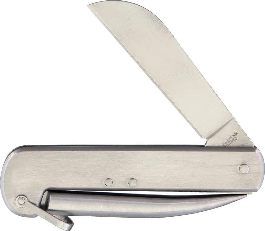 Marbles Stainless Riggers Knife - 4.25 Inch Closed With Satin Sheepsfoot Marlin Spike Blades And Brushed Handle Bail by Marbles