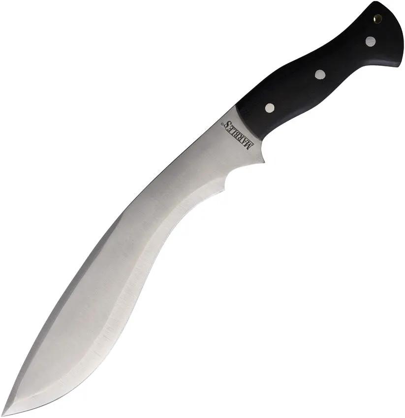 Marbles Kukri Black Micarta MR619 - Full Tang Satin Blade With Black Micarta Handle by Marbles