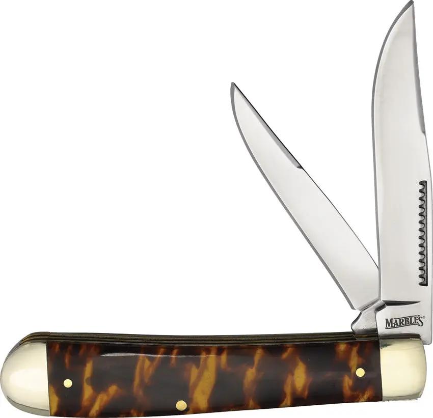 Marbles Trapper Imitation Tortoise - Mirror Finish Stainless Clip And Spey Blades by Marbles