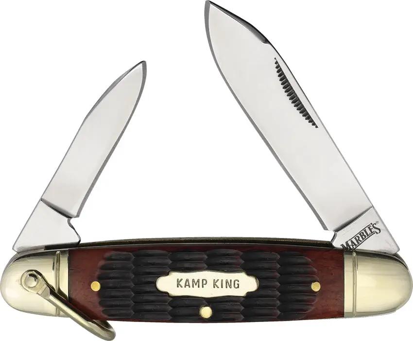Marbles 2 Blade Folder Brown Jigged Bone Handle - Mirror Finish Stainless Clip And Pen Blades by Marbles