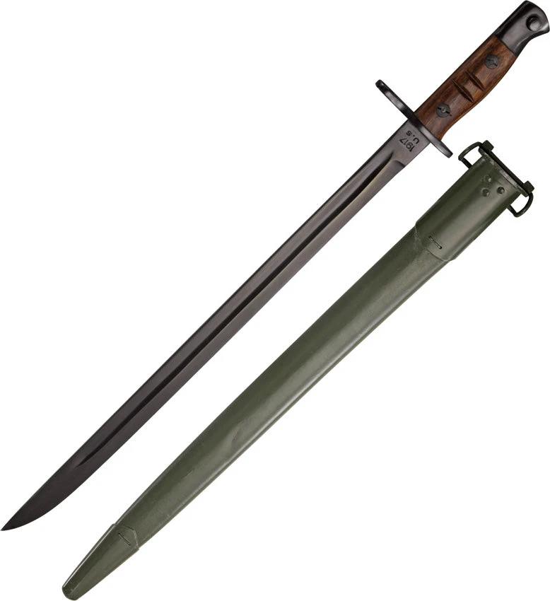 Windlass Enfield M1917 Combat Knife 17 Inch Black Blade With Hardwood Handle And Leather Scabbard For Reenactors by Windlass
