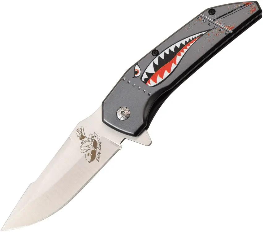 MTech Lady Luck Linerlock Assisted Opening Knife For EDC Enthusiasts With Gray Aluminum Handle by MTech
