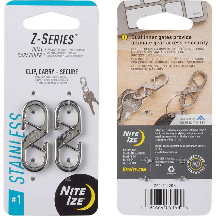 Nite Ize Z Series Dual Carabiner Set Of Two Stainless Steel Key Carriers For EDC by Nite Ize