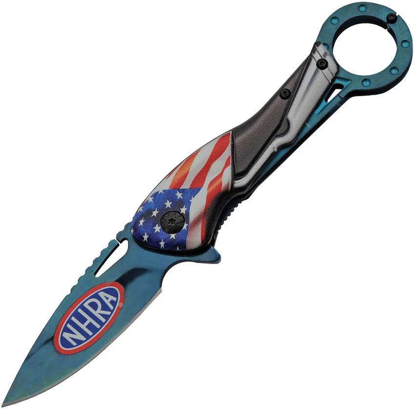 National Hot Rod Association Flag Linerlock A/O Blue SZ-NHRA-54BL by National Hot Rod Association