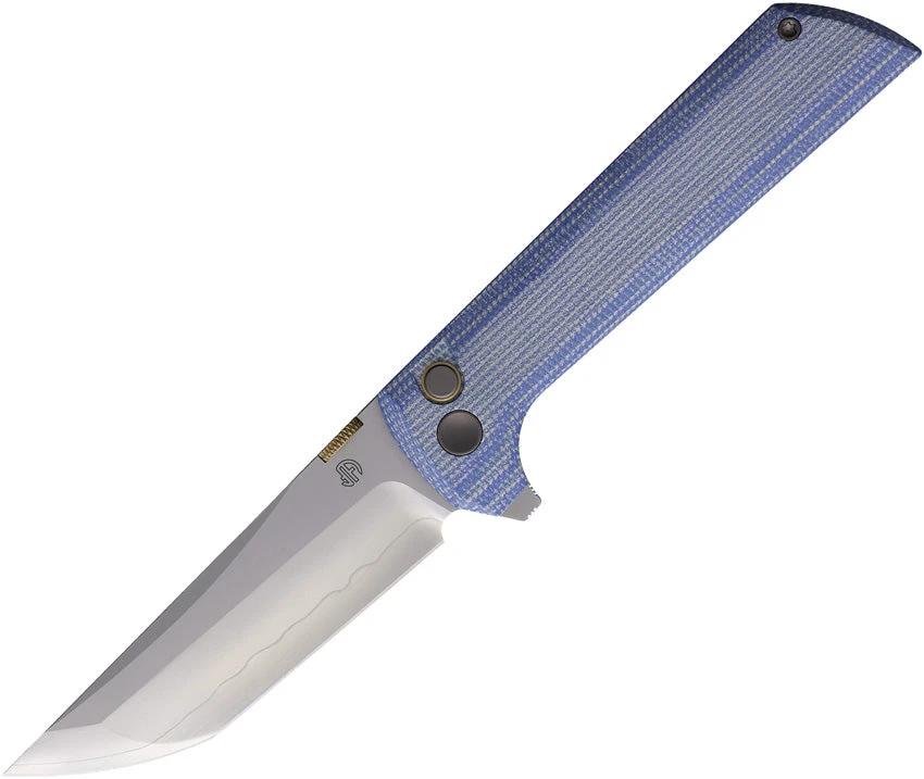 North Mountain Blade Chop 2 Button Lock Micarta Blu 2406-BLMCT by North Mountain Blade