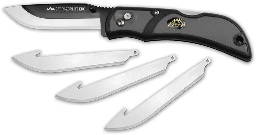Outdoor Edge Razor Lite EDC Lockback Knife for Everyday Carry with Four Replaceable Blades Grivory Handle by Outdoor Edge