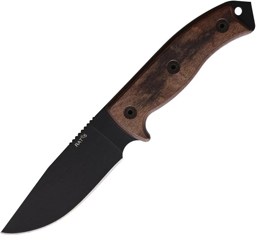 Ontario RAT-5 Adventurer Knife 5-Inch High Carbon Stainless Blade Full Tang Laminated Wood Handle For Outdoors by Ontario