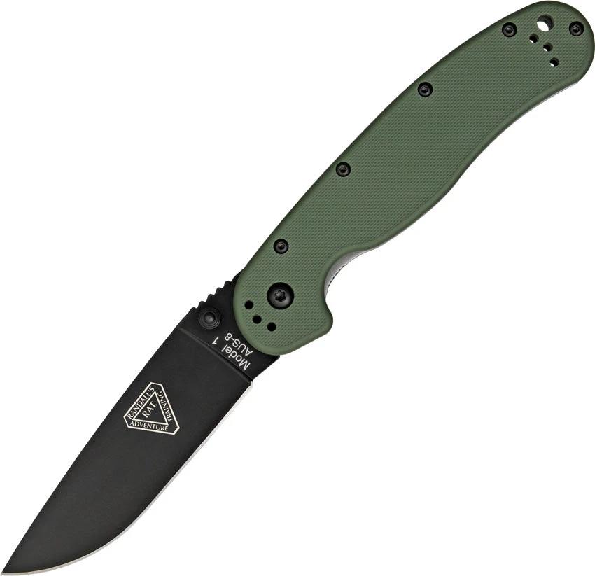 Ontario RAT I EDC Knife BRK Exclusive AUS 8 3.5in Blade OD Green Nylon For Outdoor Enthusiasts by Ontario
