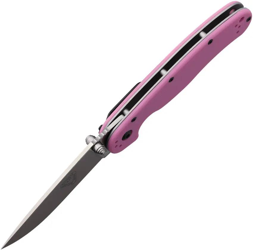 Ontario RAT II Linerlock Knife EDC - Pink Nylon Handle For Visibility, Satin AUS 8 Blade, Durable Pocket Clip by Ontario