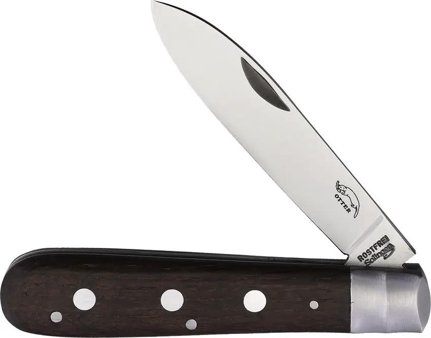 Otter Messer 3-Rivet Folder 169R Premium Satin Blade With Smoked Oak Handle And Stainless Bolsters For Everyday Carry by OTTER-Messer
