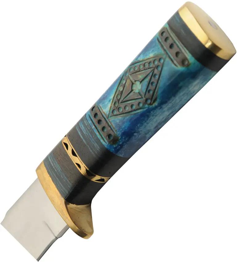Rite Edge Oceans Blue Fixed Blade Knife - Satin Stainless 7.25 Inch Blade With Blue Sculpted Wood Handle by Rite Edge