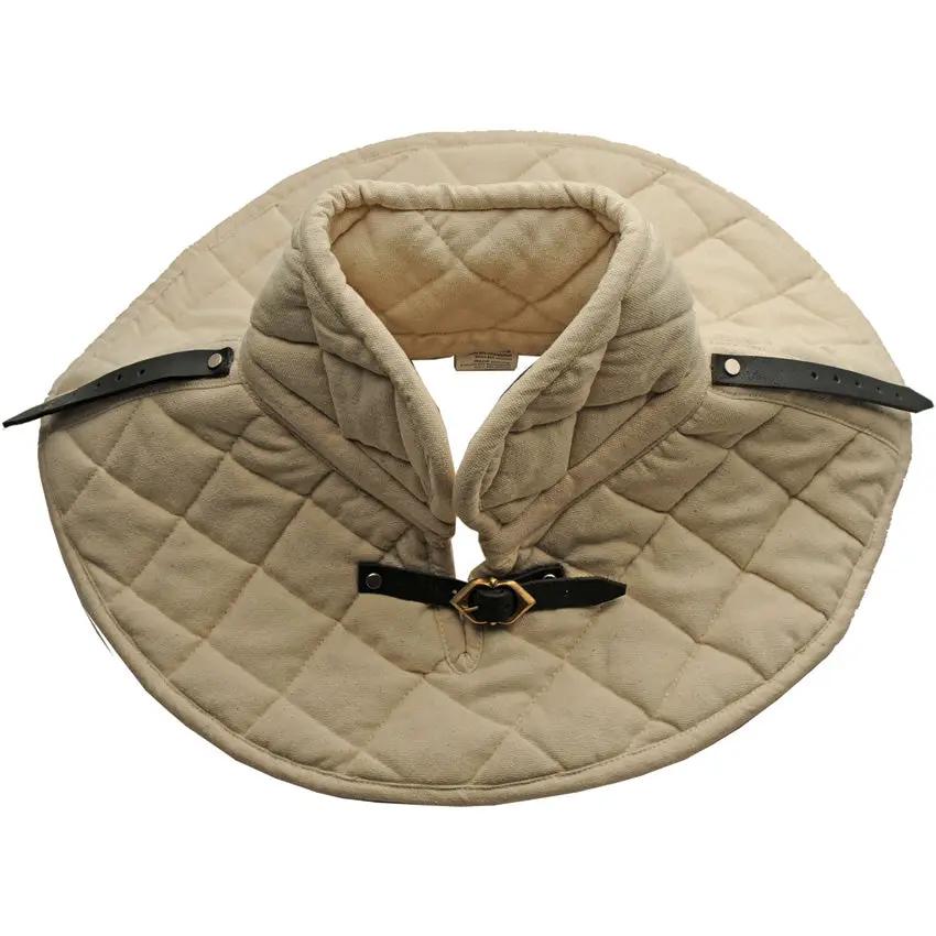 India Made Padded Collar Medieval Garment - Cotton Construction With Leather Strap And Brass Buckle by India Made