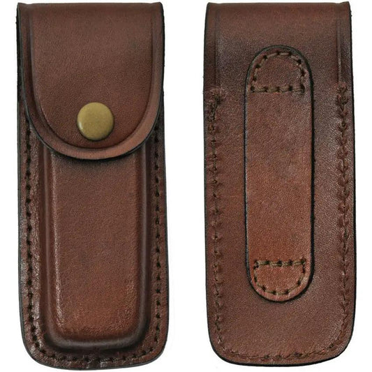 Sheaths Folding Knife Sheath - Brown Leather Construction Fits 5 Inch Folding Knife by Sheaths