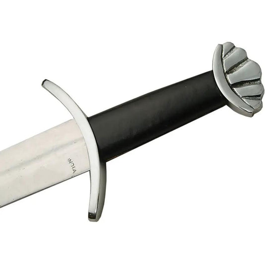 India Made Viking Lobed Sword 910953 - Satin Stainless Blade With Leather Scabbard by India Made