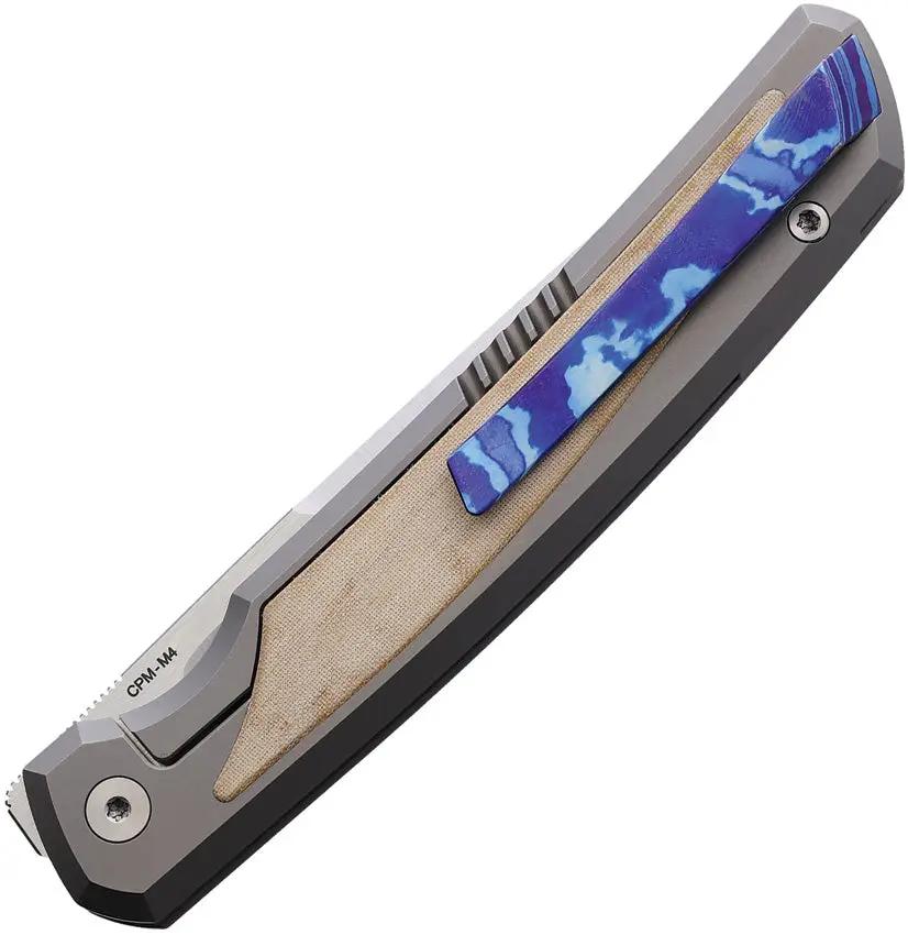Pena Knives Sicario Framelock White Micarta - CPM M4 Satin Blade With Timascus Clip by Pena Knives