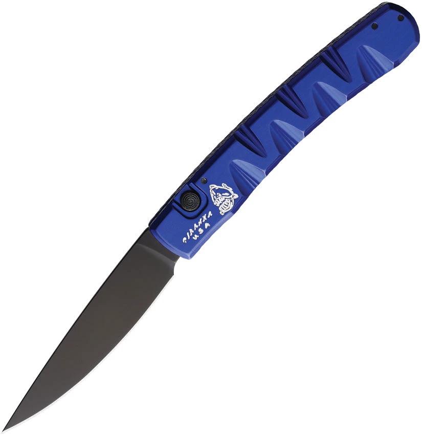 Piranha Knives Auto Virus Button Lock Blue P-15BT by Piranha Knives