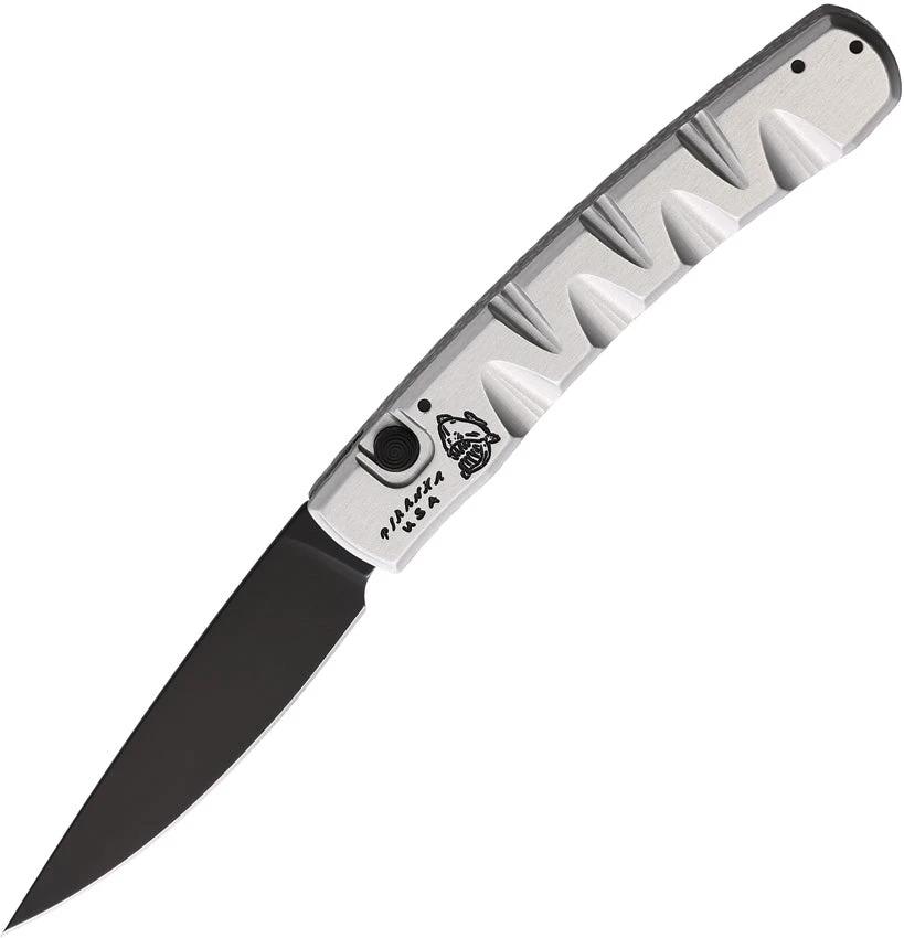 Piranha Knives Auto Virus Button Lock Slvr P-15ST by Piranha Knives