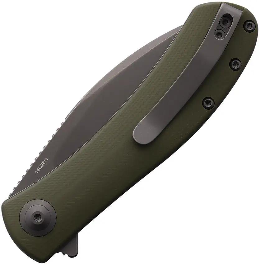 Trollsky Mandu Evo Linerlock - 3 Inch 14C28N Sandvik Stainless Drop Point Blade OD Green G10 Handle by Trollsky