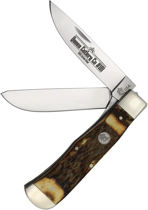 Queen Two Blade Lockback Stag QGSH206L by Queen
