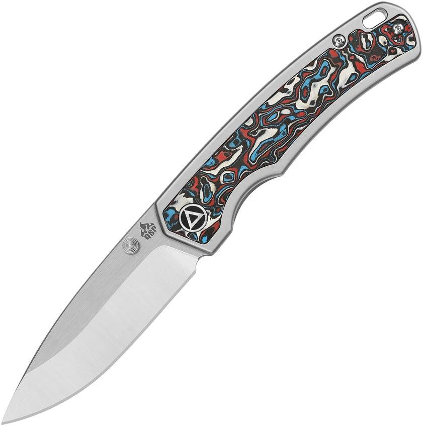 QSP Puffin Framelock Titanium Knife With CPM S35VN Blade And Red White Blue Carbon Fiber Inlay For EDC Enthusiasts by QSP Knife