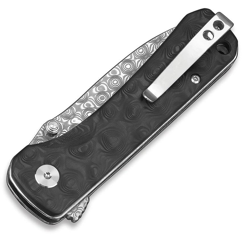 QSP Hawk Linerlock Damascus Carbon Fiber EDC Knife For Enthusiasts With Ceramic Bearings by QSP Knife