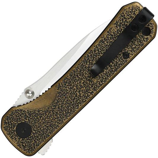QSP Hawk Linerlock Brass Handle EDC Knife With Satin 14C28N Blade For Everyday Carry by QSP Knife