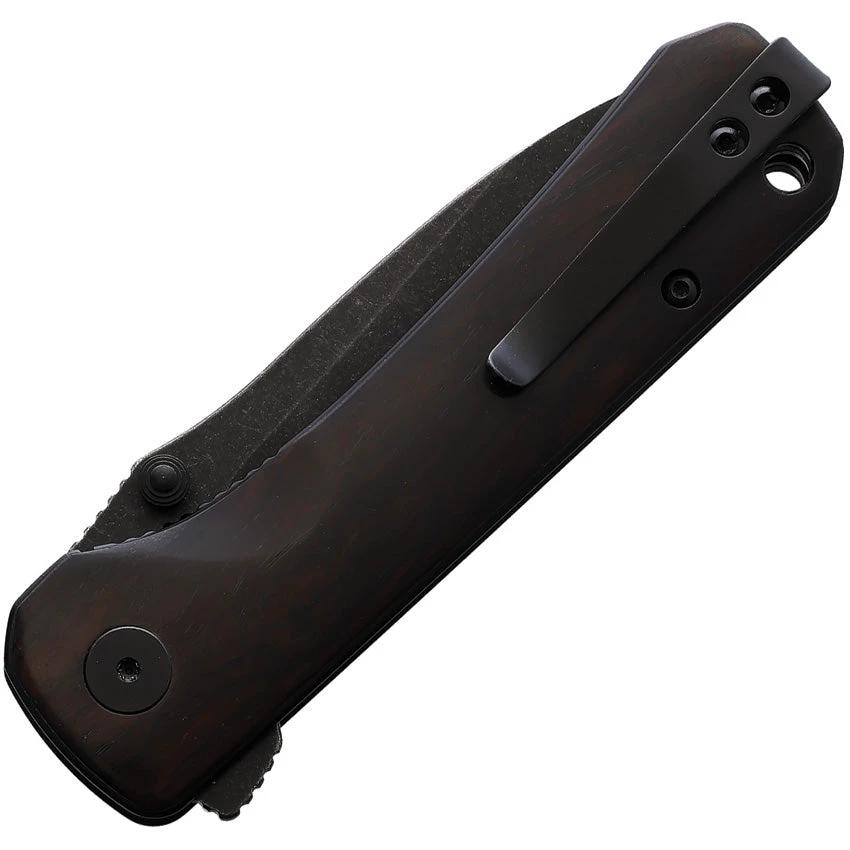 QSP Hawk Linerlock Knife Ebony Wood Handle 14C28N Sandvik Stainless Stonewash Blade EDC Classic by QSP Knife